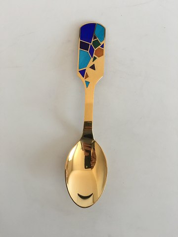 A. Michelsen Christmas Spoon 1990. Gilded Sterling Silver and enamel