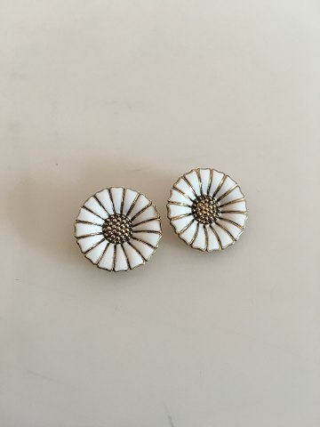 Anton Michelsen Daisy/Marguerite Earclips in gilded Sterling Silver and Enamel