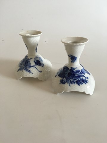 Royal Copenhagen Blue Flower Curved Pair of Candlesticks No 1711