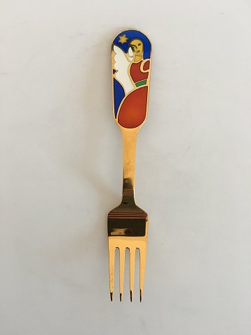 A. Michelsen Christmas Fork 1989 Gilded Sterling Silver with Enamel