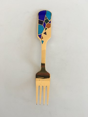 A. Michelsen Christmas Fork 1990 Gilded Sterling Silver with Enamel