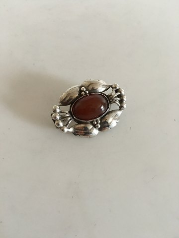 Georg Jensen Silver Brooch No 80 with Amber