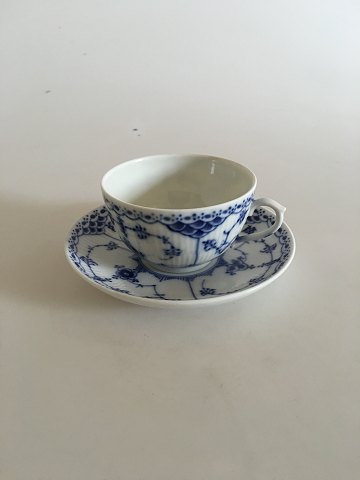 Royal Copenhagen Blue Fluted Half Lace Cup and Saucer No 713