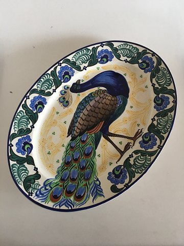 Aluminia Earthenware Oval Tray No 736/632 with Peacock Motif