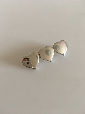 Hans Hansen Sterling Silver Brooch with Three Hearts