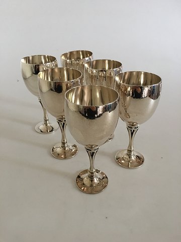 Georg Jensen Sterling Silver Harald Nielsen Wine Goblet No 532B (white wine). 
Set of 6 Goblets