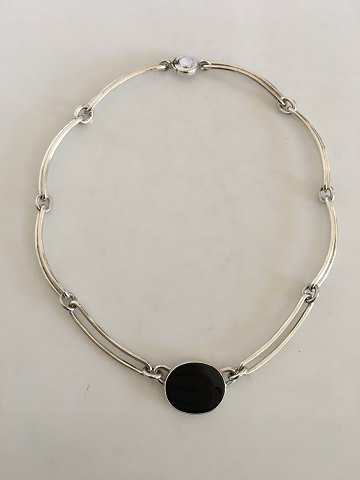 N.E. From Sterling Silver Necklace with Black Onyx Pendant Piece