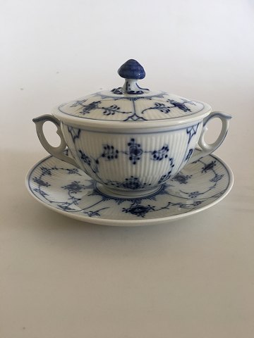 Royal Copenhagen Blue Fluted Plain Bouillon Cup with Saucer No. 2199