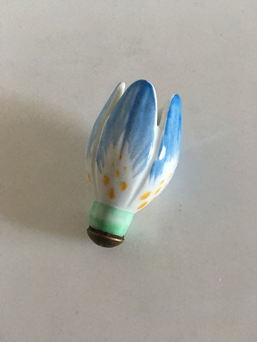 Royal Copenhagen Blue Porcelain Flower. Originally a decorative part of a 
chandelier. Measures 6.5 cm. In nice condition