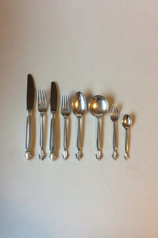 Georg Jensen Sterling Silver Acanthus Flatware Set 48 Pieces.