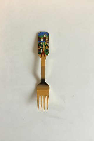 A. Michelsen Christmas Fork 1988 Gilded Sterling Silver with Enamel