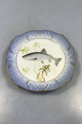 Royal Copenhagen Blue Fish Plate with Gold No 1212/3002.