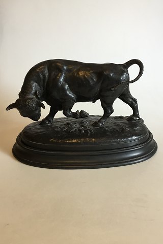 P. Ipsen Black Terracotta Figurine on base of Bull. Signed Lauritz Jensen 1904 
No 815. Base No 412