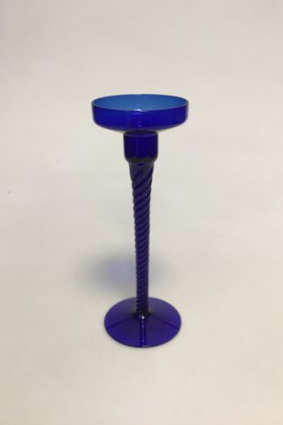 Kastrup Glassworks Amager/Twist High Royal Blue Candleholder with twisted stalk