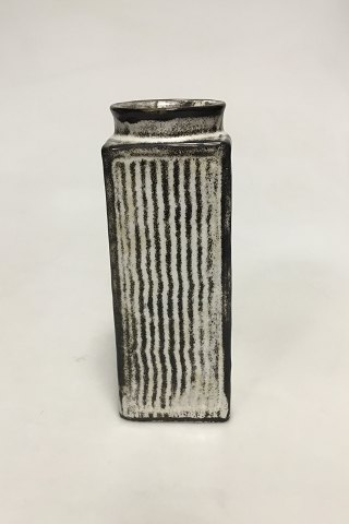 Kähler Square Stoneware Vase with White/Black decoration