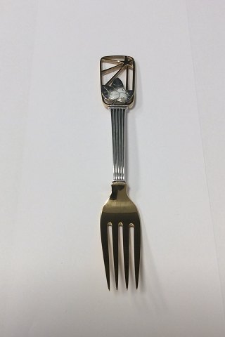 A. Michelsen Christmas Fork 1938. Gilded Sterling Silver