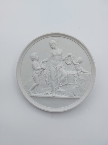 Bertel Thorvaldsen: Bing and Grondahl bisquit plate "Childhood and Spring" 19th. 
century (no. 116)