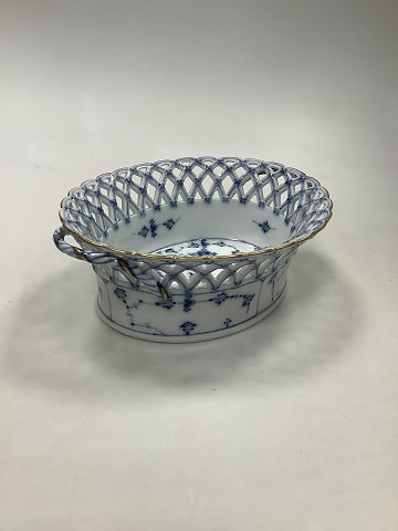 Antique Royal Copenhagen Blue Fluted Full Lace Fruit Basket with Gold No 1057