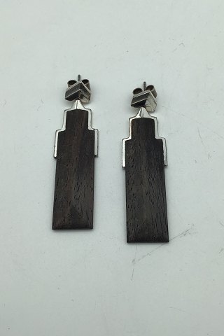 Lapponia Sterling Silver Ebony Ear Studs Björn Weckström