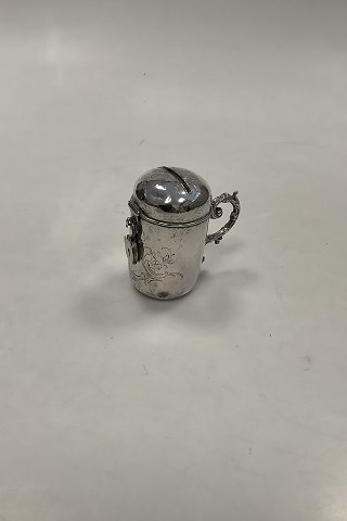 European silver Piggy Bank with lock