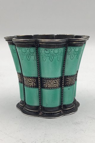 Anton Michelsen Sterling Silver  Margrethe Cup Green Enamel