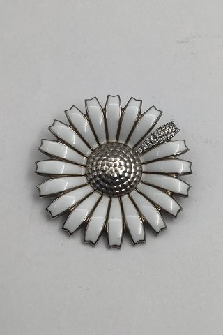 Georg Jensen Sterling Silver Marguerit Brooch / Pendant Pavé Diamonds 0.21ct