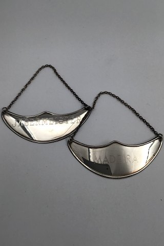 Danish Silver Decanter Tags (2) Jägermeister / Madeira