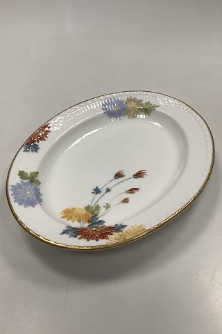 Royal Copenhagen No 93. White Half Lace w. Flowers and Gold Oval Platter 30cm / 
11.81 inch