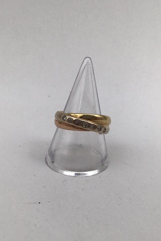 Three toned 18K Gold Ring with Diamonds (7 x 0,02)