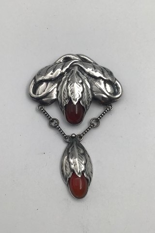 Bernhard Hertz 826 Silver Art Nouveau Brooch with Amber