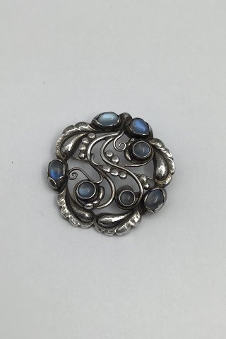 Georg Jensen Sterling Silver Brooch No. 159 Moonstone