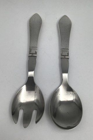 Georg Jensen Sterling Silver / Steel Continental Salad Servers No. 133