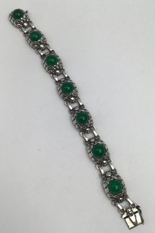 Georg Jensen Sterling Silver Bracelet No. 57 B (Green Agate)