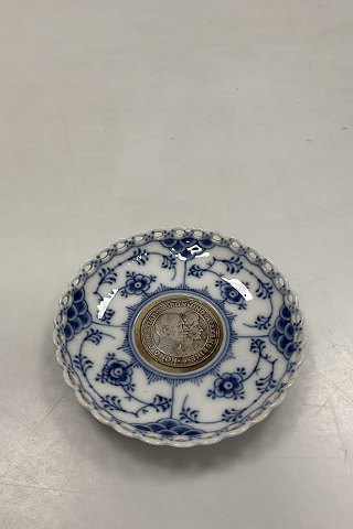 Royal Copenhagen Blue Fluted Full Lace Ashtray / Plate with Silver Coin No 
1/1009