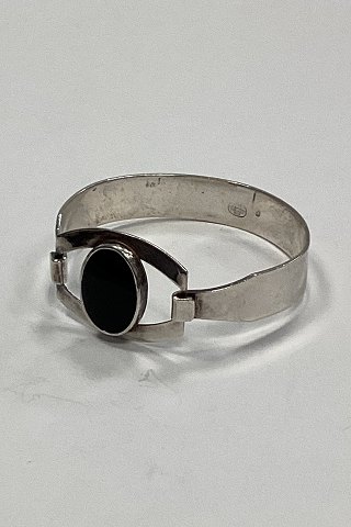 Israeli Bracelet in Sterling Silver with Black Stone