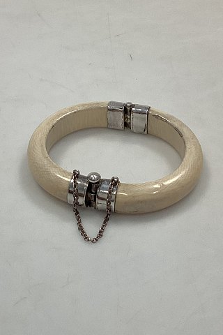 Ivory Bracelet with Sterling Silver Hinges