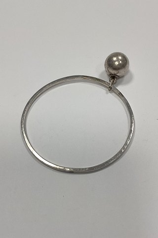 Silver Armring Bangle with ball pendant and engraving