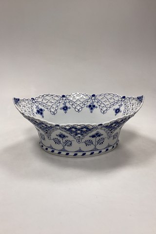 Royal Copenhagen Blue Fluted Full Lace Fruit Basket/Oval Bowl No. 1059