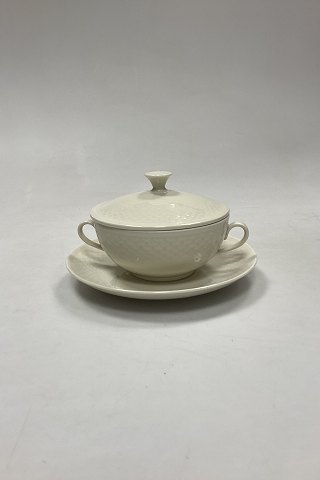 Bing and Grøndahl Elegance Cream Bouillon Cup with Lid and Saucer No. 247