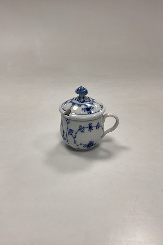 Royal Copenhagen Blue Fluted Plain Mustard Jar with lid No. 200