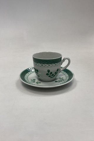 Royal Copenhagen Green Tranquebar Coffee Cup and Saucer No. 956